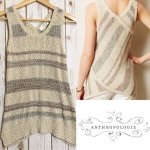 Anthropologie Beige and Gray Knit Sleeveless Top